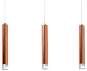 Závesné svietidlo Copper, 3x medené kovové tienidlo, c