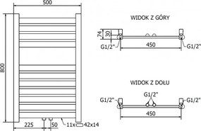 Mexen Uran, vykurovacie teleso 800x500 mm, 283 W, zlatá lesklá, W105-0800-500-00-50