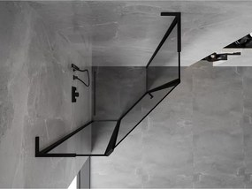 Mexen Mist L, päťuholníkový sprchový kút s krídlovými dverami, 80 x 80 cm, 8mm číre sklo, čierny profil, 8A8L-080-080-70-70-L