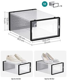 SongmicsHome Organizér na topánky MARI, 18boxov, čierna/priesvitná
