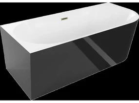 Mexen Mia voľne stojaca rohová vaňa ľavá 170 x 80 cm, biela/Čierna, Prepad Zlatá - 52691708075L-G