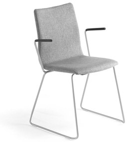 Konferenčná stolička OTTAWA, s klzákmi a opierkami rúk, strieborná/šedá