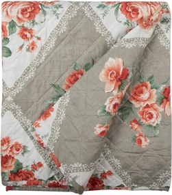 Šedý prehoz na jednolôžko s kvetinovým motívom Flowery - 140*220 cm