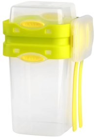 Zelená škatuľka na svačinu a obed s príborom, Vialli Design, 650ml+230m