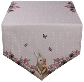 Bavlnený behúň na stôl so zajačikom Happy Bunny - 50*160 cm