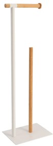 Stojan na toaletný papier White Bamboo, biela/s drevenými prvkami