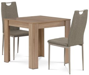 Jedálenský set z MDF s 2 stoličkami, 80 x 80 x 75cm, dub Sonoma