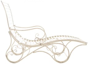 Kovová záhradné lehátko Amiens - Krémová antik
