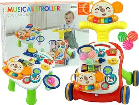 LEAN Toys Interaktívne odrážadlo a chodítko 2 v 1 – stolík, červené