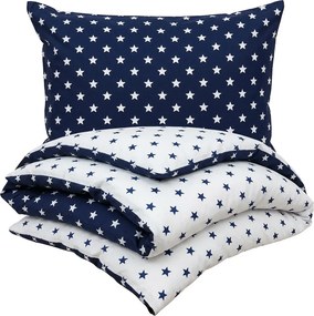 4Home bavlnené obliečky Stars Navy blue, 140 x 200 cm, 70 x 90 cm