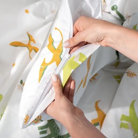 Goldea detské bavlnené obliečky do postieľky - dinosaurie dobrodružstvo 100 x 135 a 40 x 60 cm