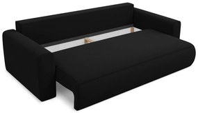 Čierna zamatová rozkladacia/s úložným priestorom pohovka 238 cm Kapua – Makamii