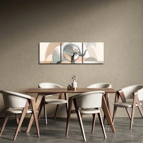Obraz - Slon v pastelových farbách (s hodinami) (90x30 cm)
