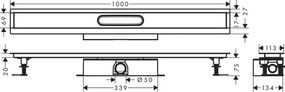 Hansgrohe uBox universal, úplná sada pre štandardnú inštaláciu - 1000 pre vrchné sady sprchových žľabov, HAN-56026180