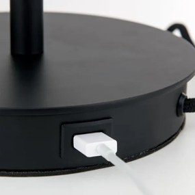 Orion LA 4-1205/1 - Stolná lampa s USB portom LUDWIG 1xE27/40W/230V čierna