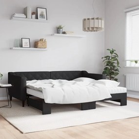 Rozkladacia denná posteľ s matracmi čierna 90x190 cm látka 3197456