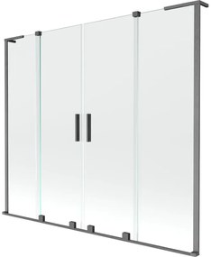 Mexen Velar L Duo, 2-krídlová posuvná vaňová zástena 180 x 150 cm, 8mm číre sklo, brúsený grafit, 896-180-003-02-66