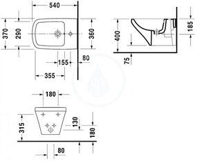 DURAVIT DuraStyle závesný bidet, s WonderGliss, biela, 22871500001