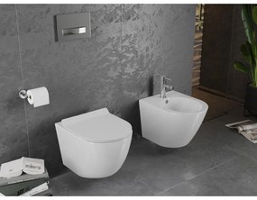 Mexen LENA Rimless, závesná WC misa so sedátkom pomaly-padajúcim SLIM, 48 x 36 cm, biela, 30224000