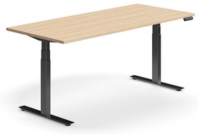 Výškovo nastaviteľný stôl QBUS, rovný, 1800x800 mm, čierny rám, dub