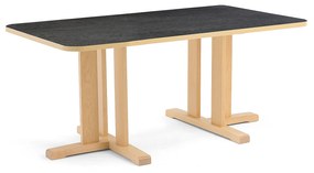 Stôl KUPOL, obdĺžnik, 1400x800x600 mm, linoleum - tmavošedá, breza