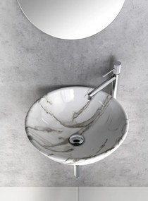 Sapho Tetris, nástenné okrúhle umývadlo s držiakom pre podomietkovou batériu, 415x140mm, biela, TZ429-02