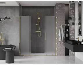 Mexen Velar Duo, posuvné sprchové dvere do otvoru 180 cm, 8mm sklo námraza, zlatá lesklá, 871-180-000-32-50