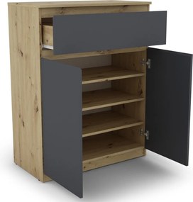 Skrinka so šuplíkom Carlos, dub artisan/grafit, 80 cm