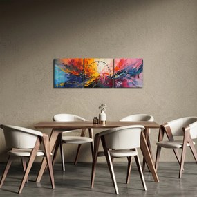 Obraz - Farebná abstrakcia (s hodinami) (90x30 cm)