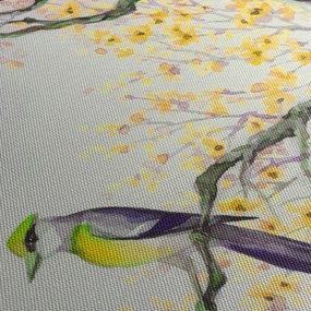 Obraz - Akvarelový vtáčik na strome (90x60 cm)