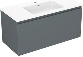 Mexen Orio, kúpeľňová skrinka 100 cm s umývadlom Otis, 1 zásuvka, grafitová matná/biela matná, 91A10-10047-1-BF66-W18M01