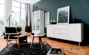 Vysoká vitrína Göteborg, biela / dub sonoma