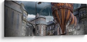 Obraz - Surrealistická krajina (s hodinami) (90x30 cm)
