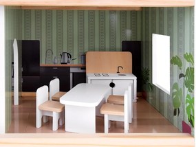 Jokomisiada Drevený domček pre bábiky + bazén, výťah, nábytok ZA4835