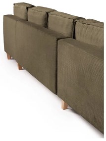 Zelená menčestrová rozkladacia rohová pohovka (ľavý roh/do tvaru "U") Tori – Bonami Selection