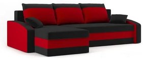 Rozkladacia rohová sedacia súprava HEWLET MODEL 2 Čierna/červená Ľavá