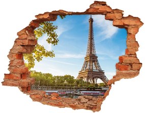 Diera 3D v stene nálepka Eiffelova veža v paríži nd-c-44313077