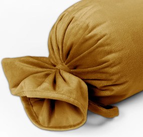 Biante Zamatový vankúš valec bonbon Velvet Prémium SVP-047 Horčicový 15x80 cm