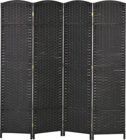 HOMCOM 4-panelový paravan 160x170 cm, skladací paravan do obývacej izby, spálne, kancelárie, čierny | Aosom