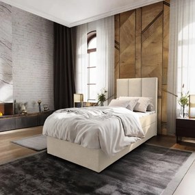 Čalúnená posteľ boxspring MERALIS 100x200 cm béžová Matrac: Matrac Bonell pružinový