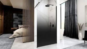 Rea Aero Ombre, sprchová zástena Walk-In 120x195 cm, 8mm číre sklo s čiernym vzorom, čierny matný profil, REA-K2462
