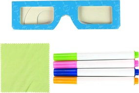 LEAN Toys Magické podsvietené 3D okuliare na bielu tabuľu modré