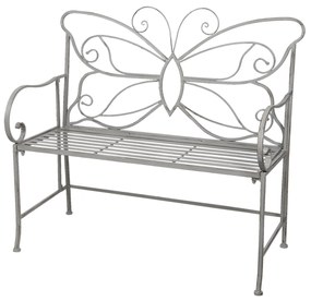 Šedá kovová zahradná lavice Butterfly - 108*55*99 cm