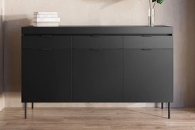 Komoda Sentia 157 cm s 3 zásuvkami - čierna / čierna