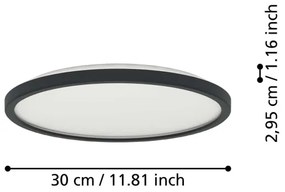 Eglo 901438-LED Kúpeľňové stropné svietidlo ROVITO 13,9W/230V pr.30cm IP44 čierna