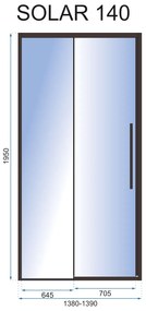 Rea Solar Black, posuvné sprchové dvere 140 x 195 cm, 6mm číre sklo, čierny profil, REA-K6359