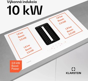 Klarstein AirJet 90 Down Air System, indukčný sporák + DownAir-digestor, 10000 W, 750 m³/h, Boost