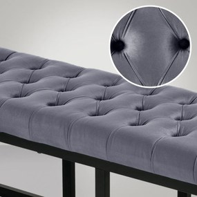 Lavica Polson - zamat, čierny rám 150 cm - Sivá