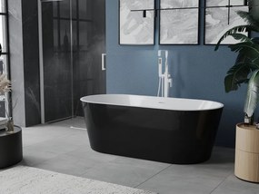 Mexen Luna, voľne stojaca vaňa 180 x 80 cm, biela-čierna, biely prepad, 52031808075-20
