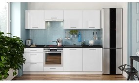 Kuchynská linka CELESTE 240 cm lesklá biela